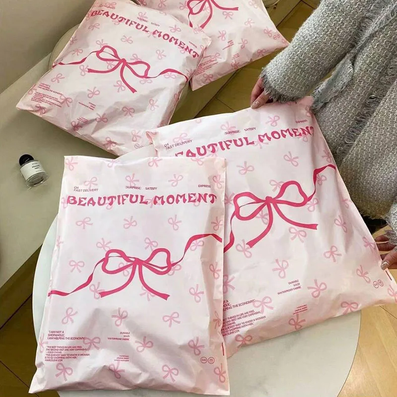 10 tas transportasi bermotif merah muda, tas kemasan rumah tangga tahan air, cocok untuk kantor dan pelajar