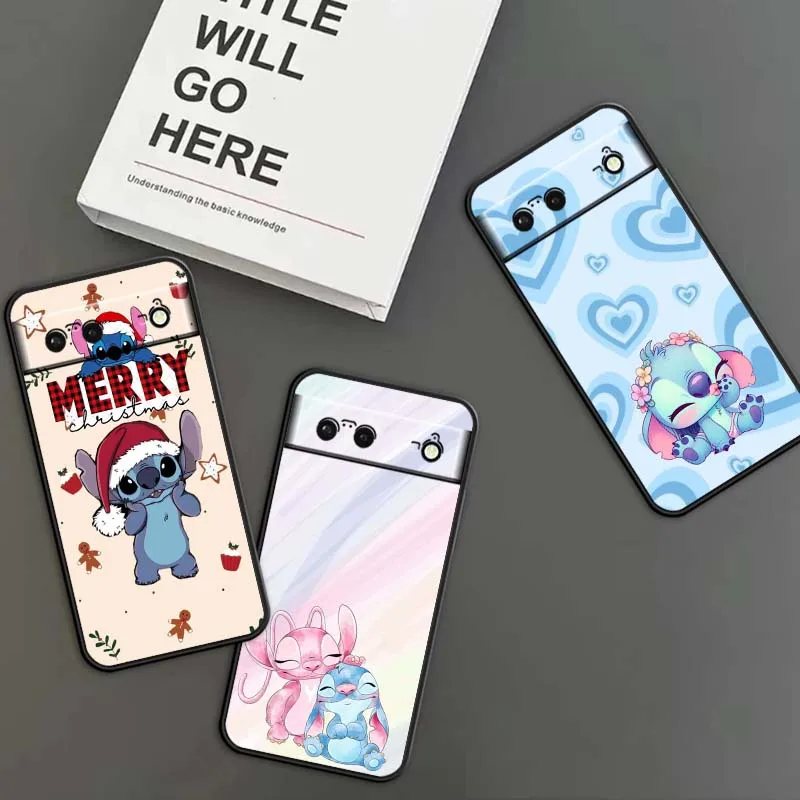 

Fashion Lilo & Stitch Cute Phone Case For Google Pixel 9a 9 8A 8 7 7A 6 6A Pro XL 2024 5G Black Soft TPU Silicone Cover