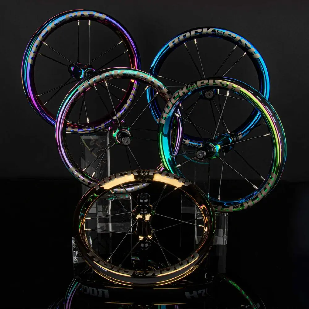 2pcs Rockfish Balance Bike R8 Electroplated Wheel Rims 12 Inches Kid's Push Bike Wheelset Colorful Racing Sliding Bicycle Wheels