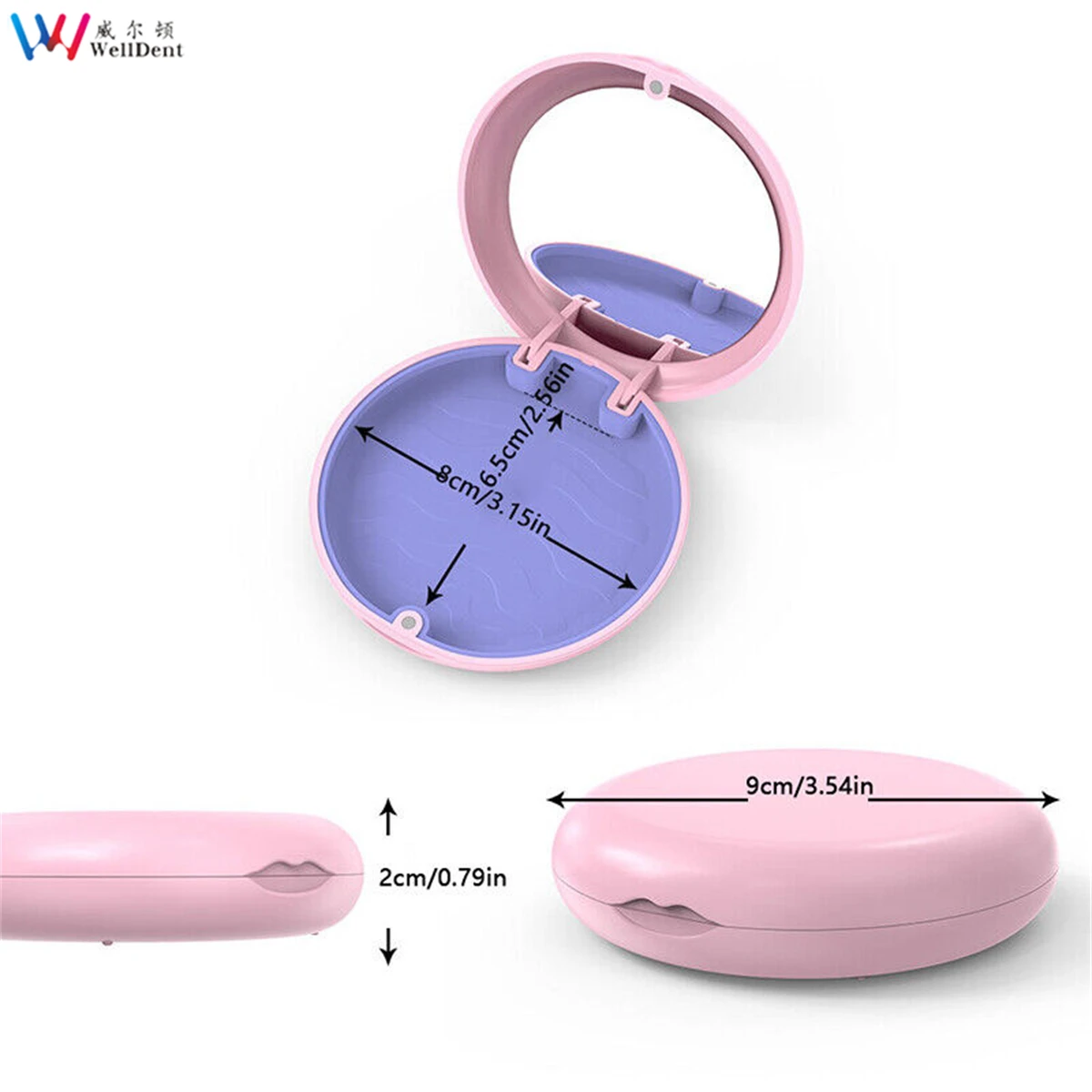 20pcs Denture Storage Box with mirror Magnetic Closing Aligner and Retainer Box Orthodontic Retainer Case False Teeth Container