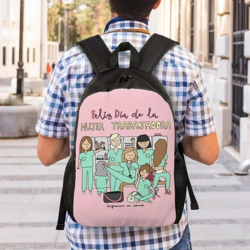 Personalized Cartoon Ladies Nurse Doctor Printed Backpack Women Men Casual Bookbag for School College Bags