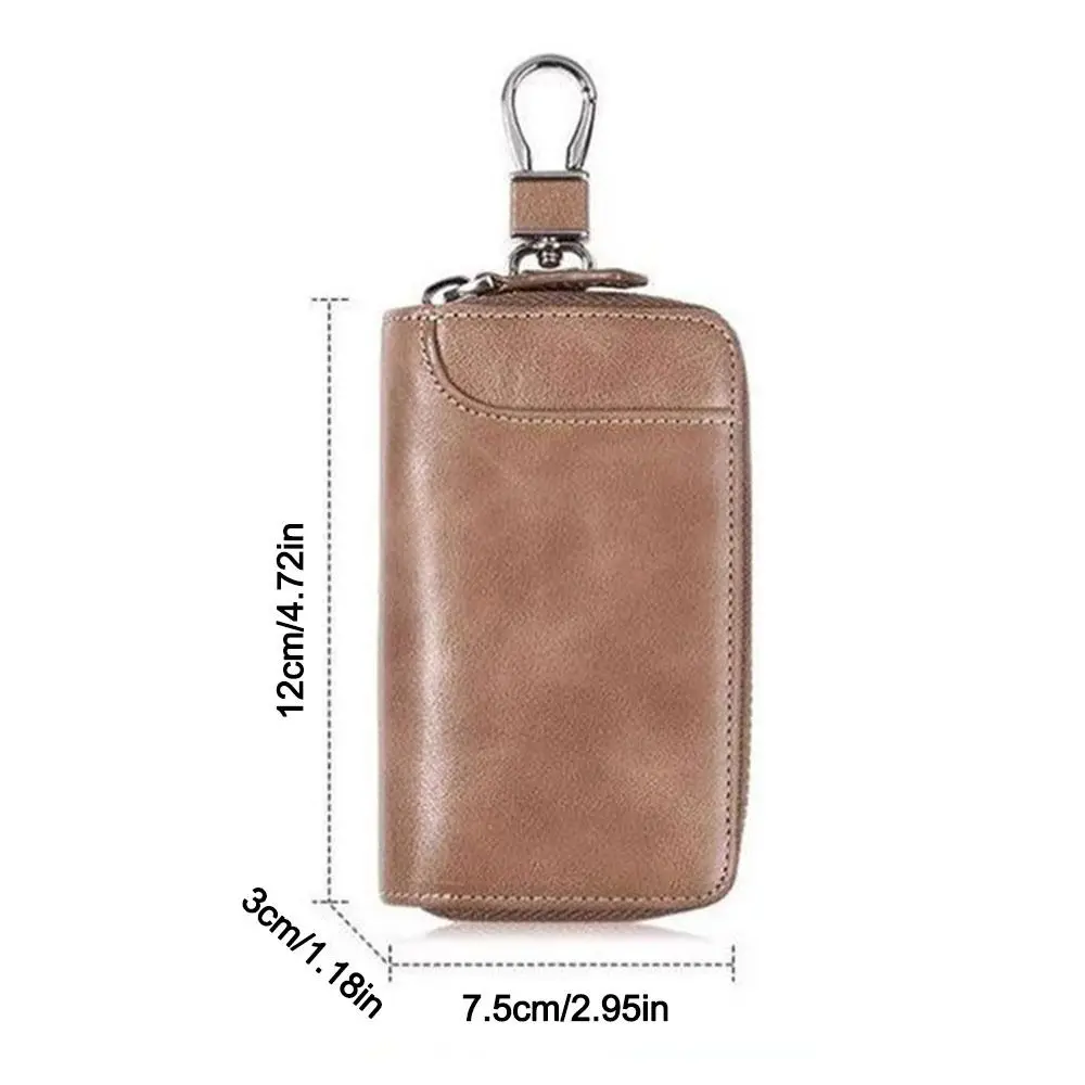 حامل مفاتيح محمول بسعة كبيرة مصنوع من الجلد متعدد الوظائف لتخزين مفاتيح السيارة للنساء والرجال #6