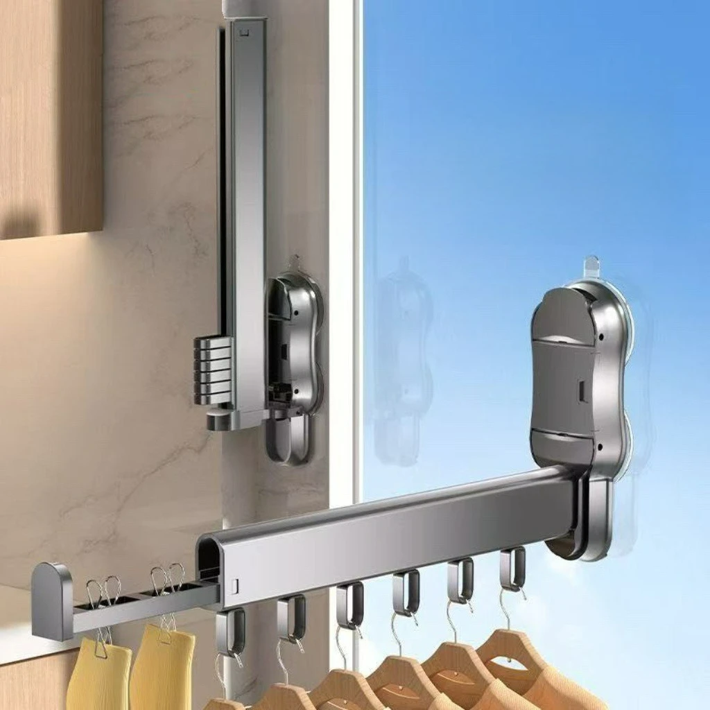 

Выдвижная складная сушилка для белья на присосках, алюминиевая, настенная, для дома, экономия места, для сушки белья в помещении