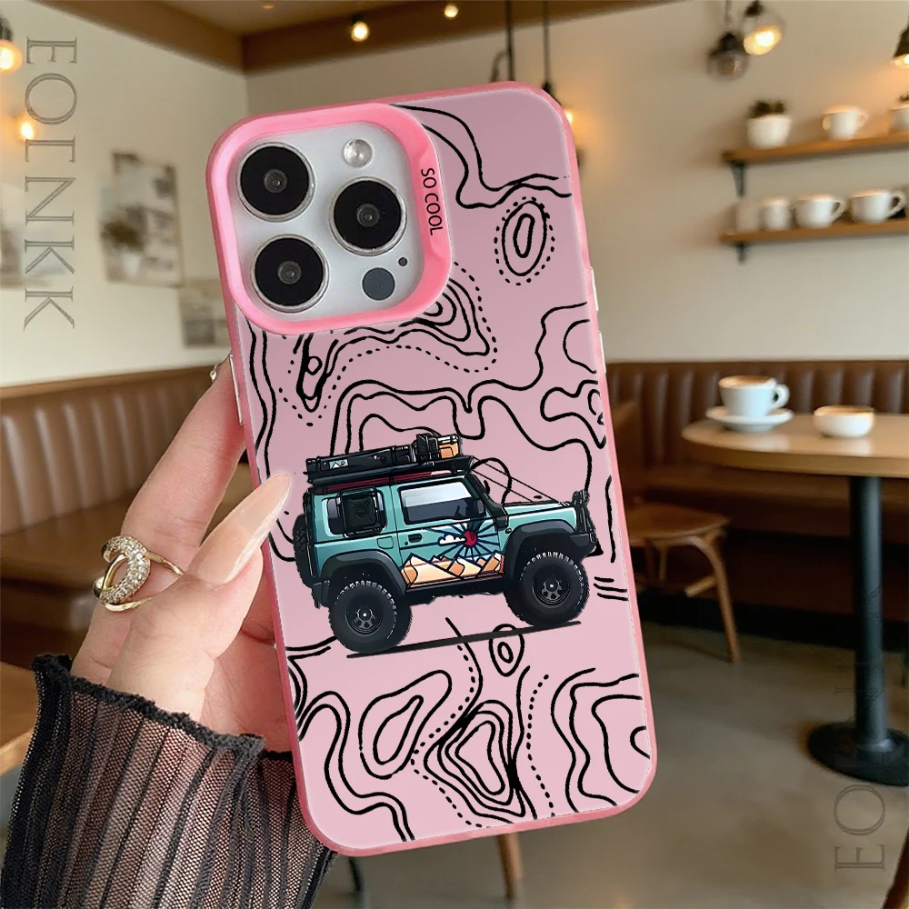 Stoßfeste Handyhülle mit Fahrzeug- und Topographiekarte für iPhone 16 15 14 13 12 11 Pro Max/Mini, kratzfeste Premium-Hartschale – Detail 10