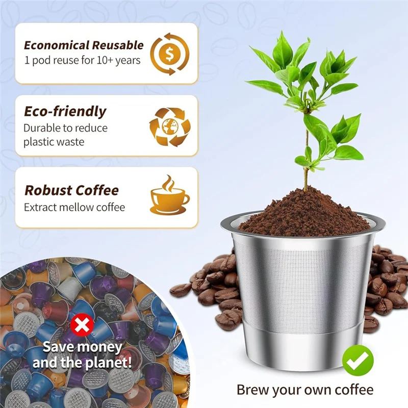 Capsule di caffè HIM-Recycling in acciaio inossidabile a foro singolo con tazza per capsule con schermo filtrante