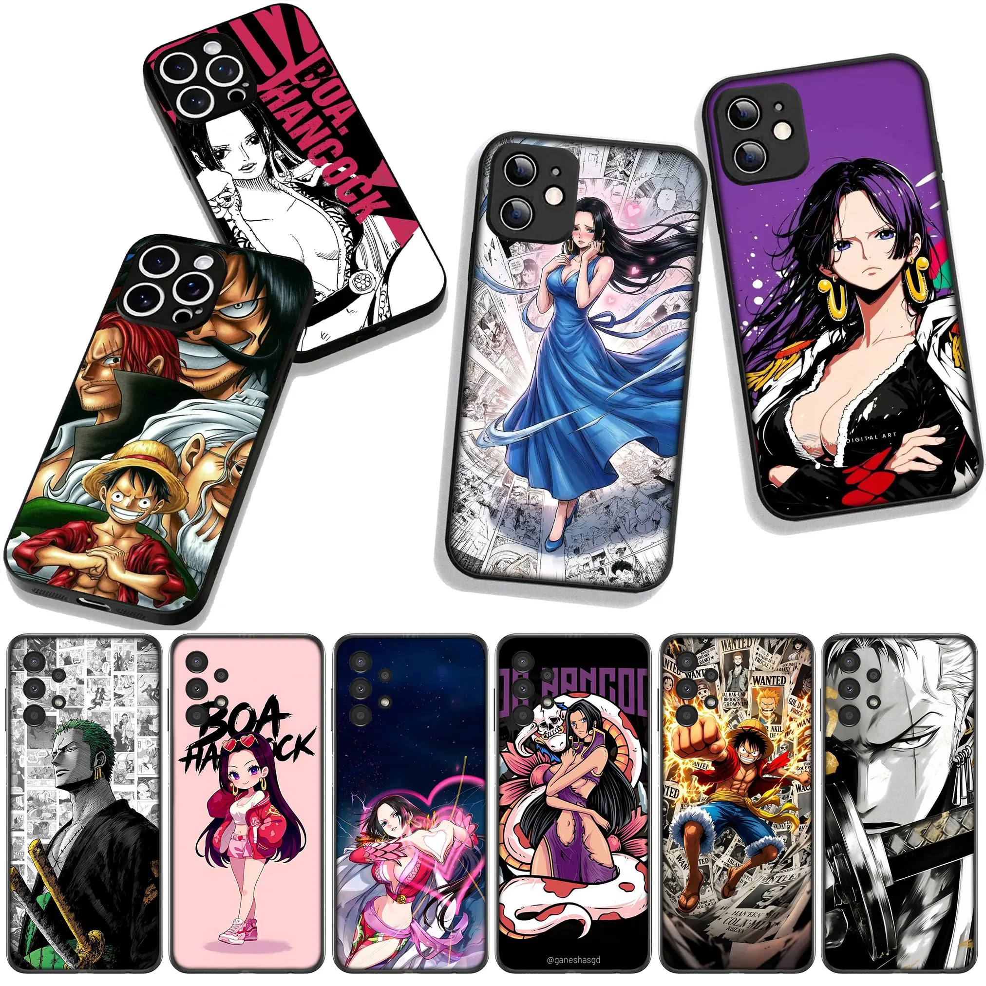 Чехол для Motorola Moto G04 G13 G14 G22 G23 G20 G32 G34 G35 G64 G82 G84 G53 G60 G72 E14 E15 E13 с изображением Луффи, Боа Хэнкок, Зоро (One Piece)