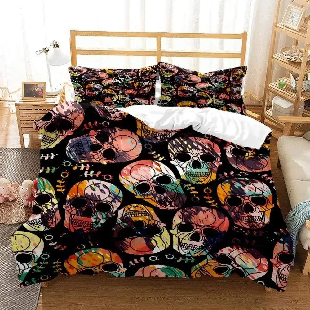 

3D Print Mysterious Colored Skeleton Bedding Set Single Twin Double Queen King Cal King Size Bed Linen Set
