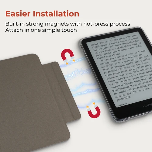 Imagen 2 del producto Funda Twosheep para Kindle 11.ª generación, Colosoft Paperwhite 12.ª, 11.ª, 10.ª, 7.ª, Magnética, Desmontable, Parte Trasera Transparente, Función de Activación/Suspensión, Estilo Cuaderno