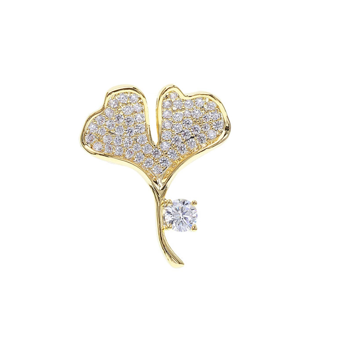 

Anti-Slip Brooch Ginkgo Leaf Design Shining Metal Lapel Pin For Women Lightweight Clothing Decoration Brooch Mini