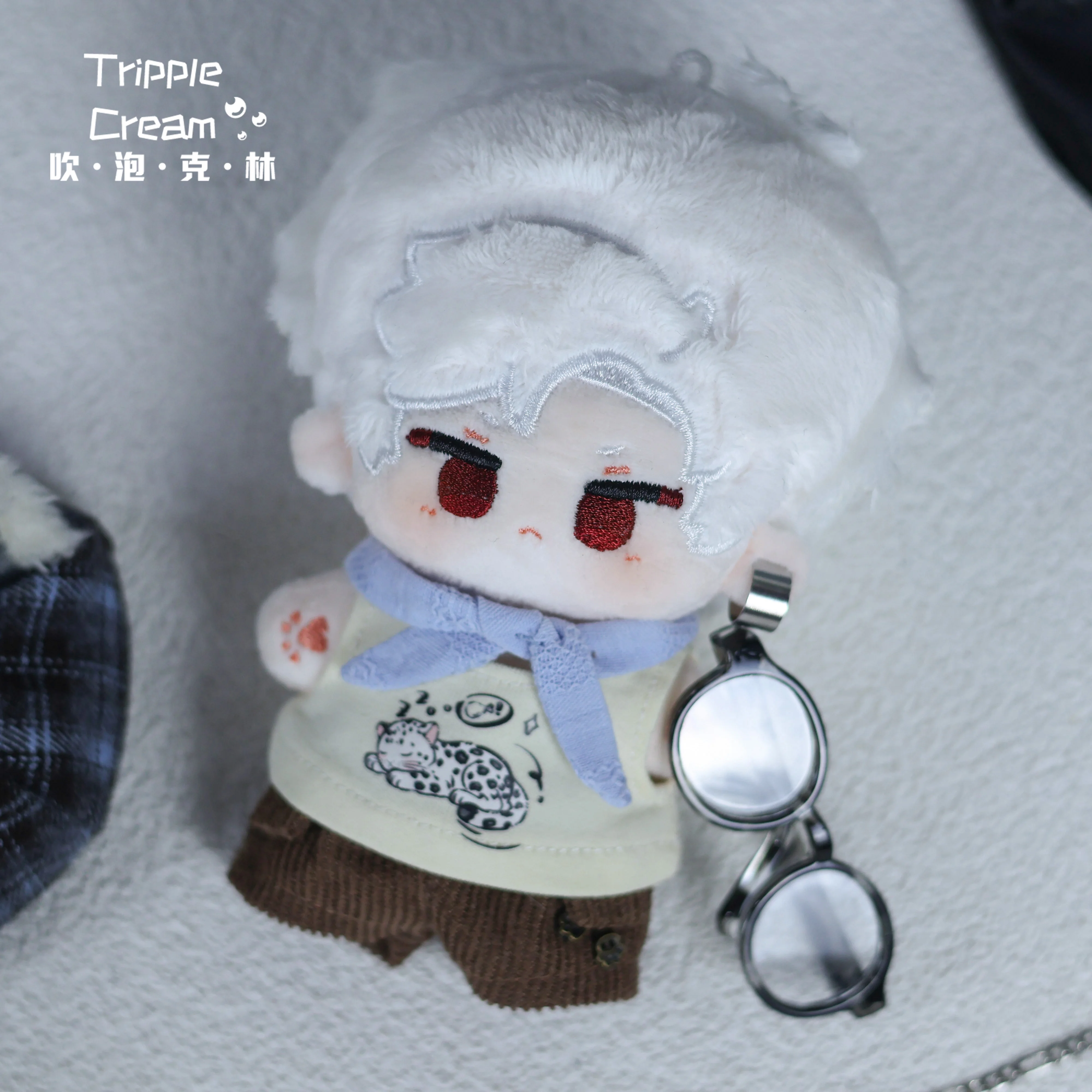 10cm Doll Clothes Snow Leopard Ear Hat Leather Clothes Glasses Clothing Suit Doll Accessories Anime Game Toy Kids Gifts Cosplay