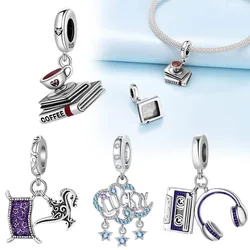 Coffee Book Pendant Silver Plated For Charms Silver Plated Original Bracelet for Jewelry Making