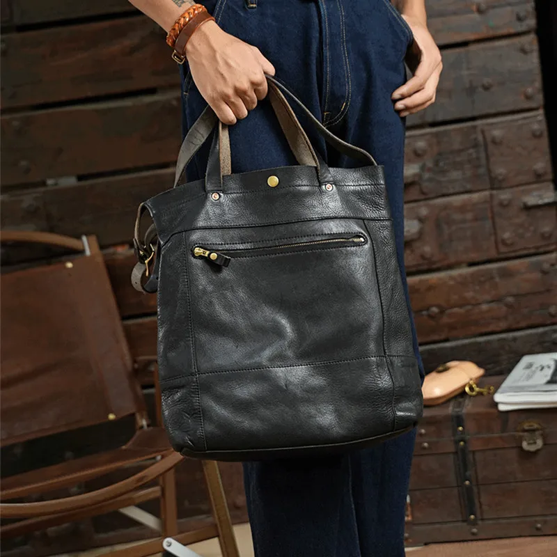 Luxury Brand Men's Handbags Cowhide Leather Large Capacity Laptop Tote Bag Casual Portable File Bag Shoulder Messenger Bags