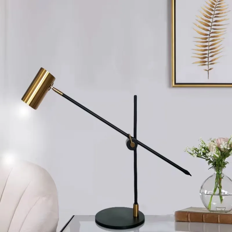 

Simple desk lamp long rod rocker arm LED creative desk Nordic decorative lighting hotel living room bedroom bedside lamp