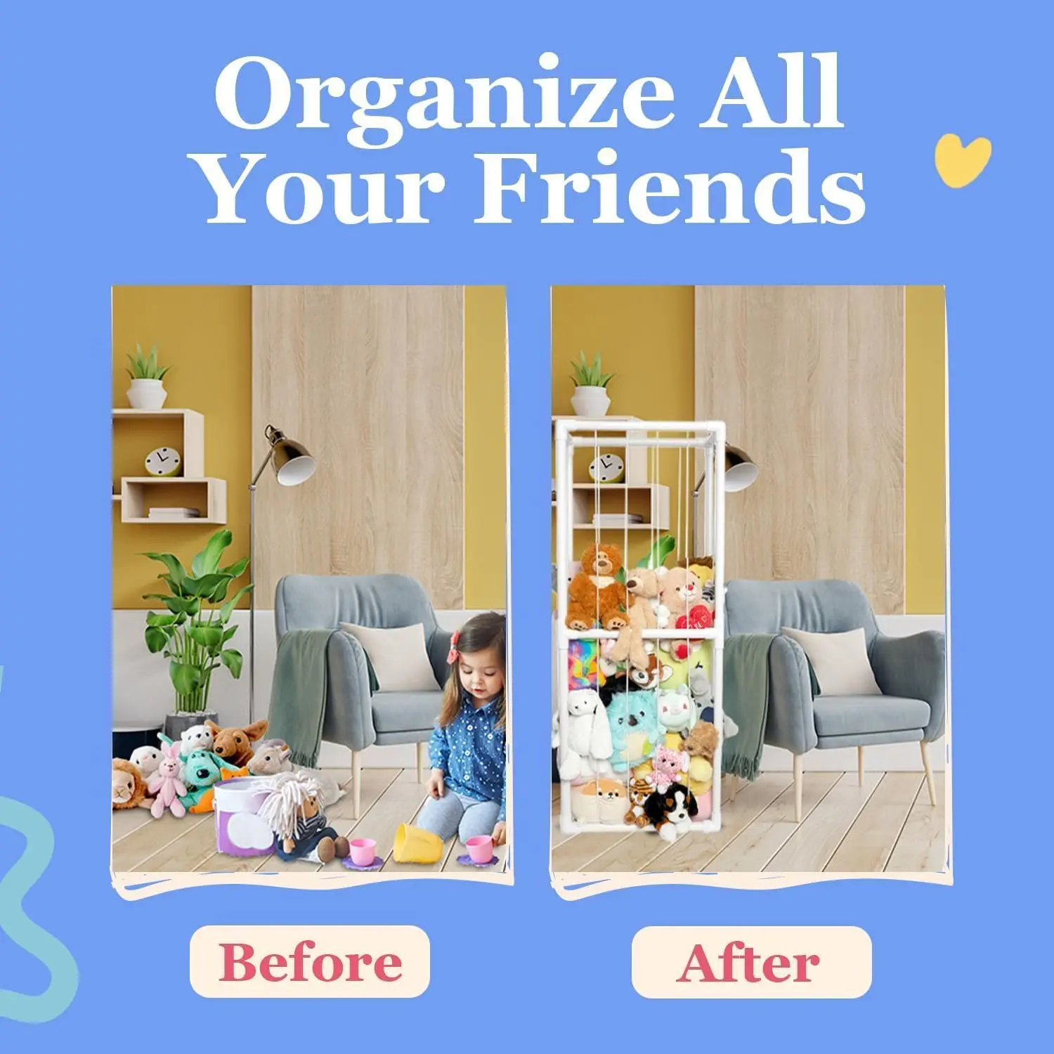 Stuffed Animal Zoo Storage - Standing Storage Organizer Display Made from Furniture-Grade, Easy to Assemble PVC, Stores More