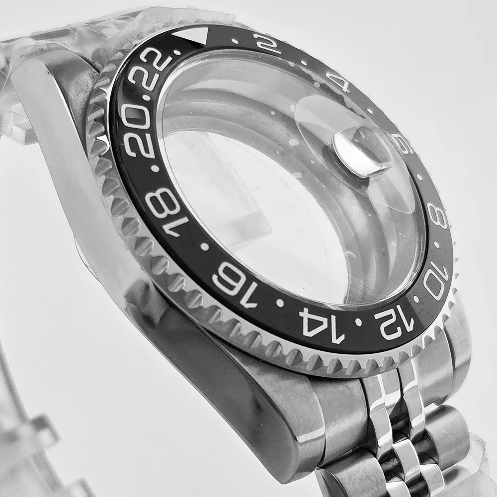 NEITON NH35 40MM SUB GMT Watch Case Solid Bracelet Glide Lock Clasp Fit NH34 NH35 NH36 NH38 Movement Stainless Steel image 3