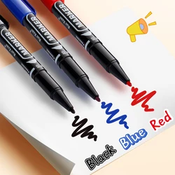 10pcs/set Double Head Marker Pen Waterproof Black/Blue/Red Oily Ink Pen School Study Stationery Life Office Supplies