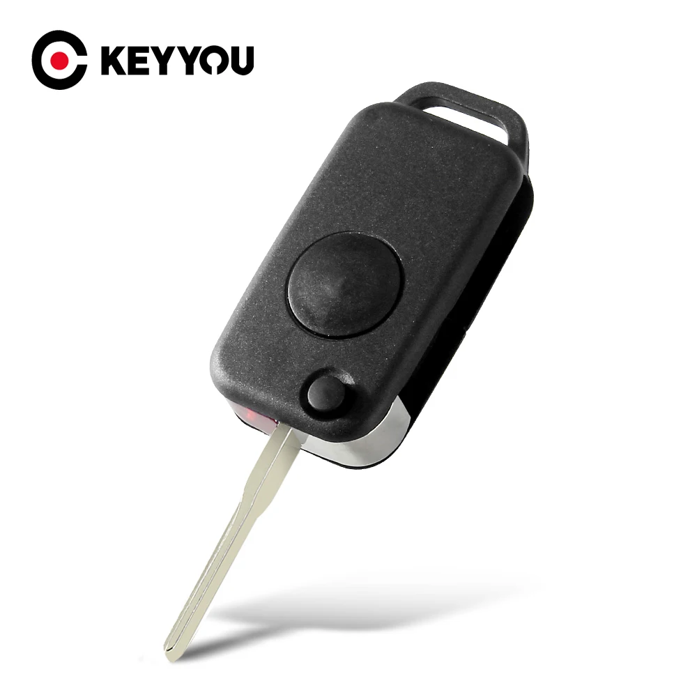 KEYYOU 1 Button Flip Folding Smart Remote Car Key Shell Fob Case Replacement For Mercedes Benz W168 W124 W202 1984-2004 A C E