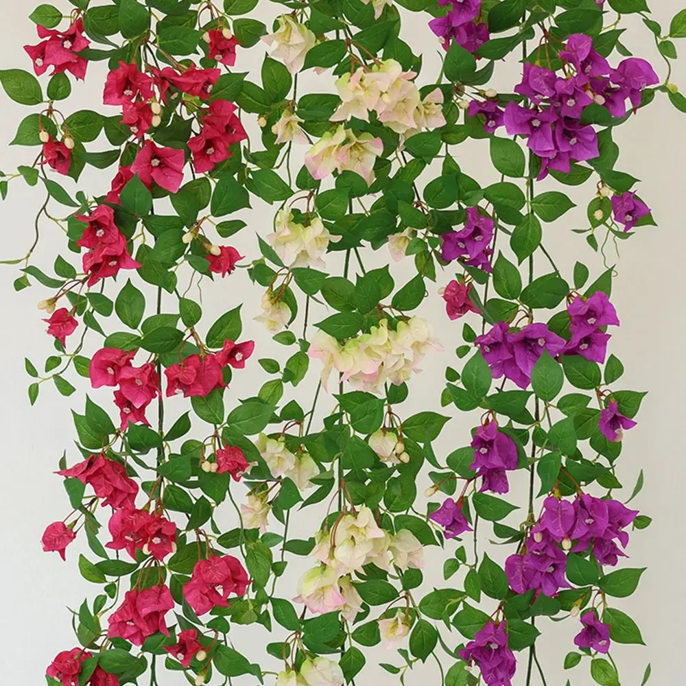 Mehrfarbige Bougainvillea Künstliche Blumenranke Grüne Blätter Hängende Dekoration Künstliche Blumenornamente Fotorequisiten – Detail 5