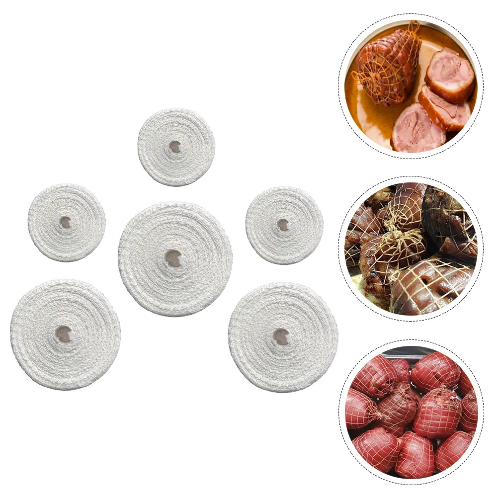 

6 Rolls Cotton Elastic Meat Netting Roll For Ham Sausage Packaging Kitchen Cooking Tool Meat Pork Thread Rope Kitchen