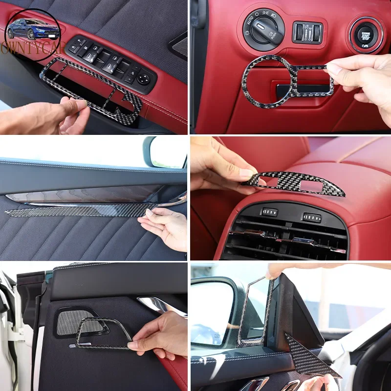 For Maserati Ghibli 2014-2022 Soft Carbon Fiber Car Center Control Panel Door Decoration Sticker Car Interior Accessories