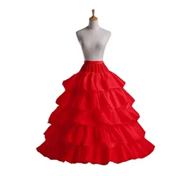 Fashion Lady Pettiskirt 4 Hoop 5 Layer Tulle Long Skirt Petticoat Soft Wedding Prom Clothes Underskirt Crinoline Long Petticoat