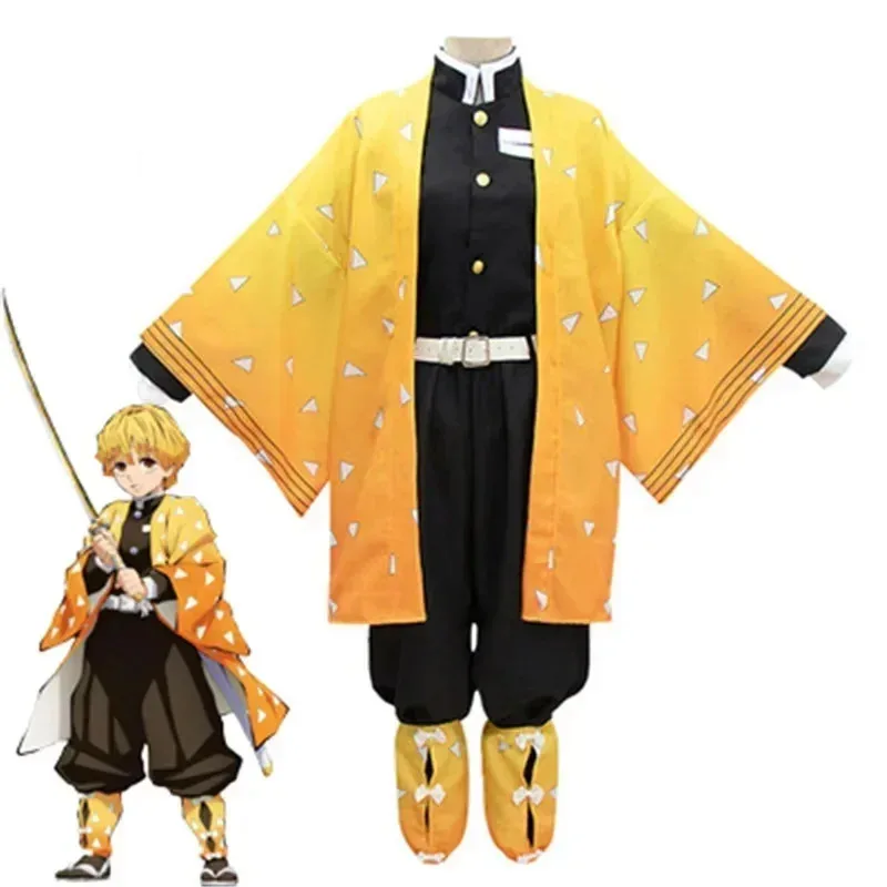CyAnime Demon Slayer Kimetsu no Yaiba Agatsuma Zenitsu Costume Cosplay donna Kimono uniforme Halloween Christmas Party Clothes