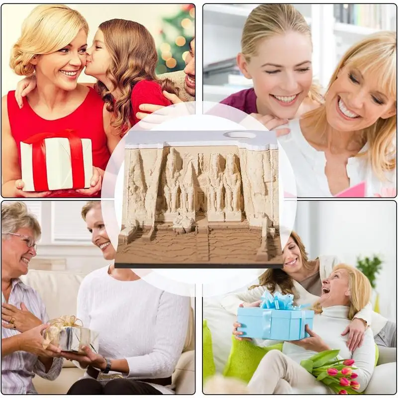 Memo Pads กระดาษศิลปะประติมากรรมวัด Tear-Away Notepad กระดาษแกะสลักศิลปะหัตถกรรม Sticky MeMO Pad พร้อมผู้ถือปากกาฝาครอบ