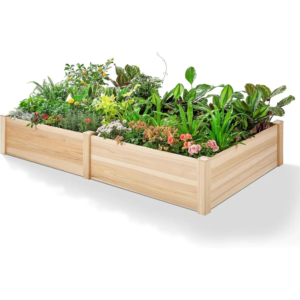 

8x4 Ft Wooden Raised Garden Bed – 15" Deep Planter Box for Vegetables Herbs Flowers | Outdoor Indoor Use