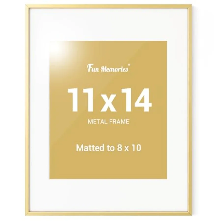 

11x14 Aluminum Picture Frame, 11x14 Photo Frames with 8x10 Removable Mat with Plexiglass, Vertical and Horizontal Display, Wall
