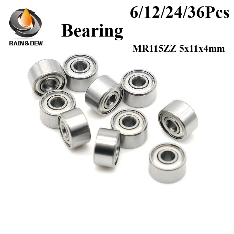 

6Pcs MR115ZZ Miniature Bearing 5x11x4 mm Deep Groove Ball Bearings 12/24/36Pcs