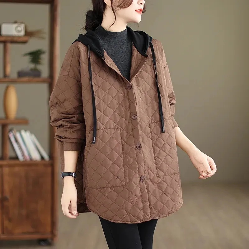 Herfst Winter Nieuwe Katoenen Korte Jas Vrouwen Parka Mode Color Blocking Capuchon Valse Twee Stukken Warme Losse Gewatteerde Jas T1671