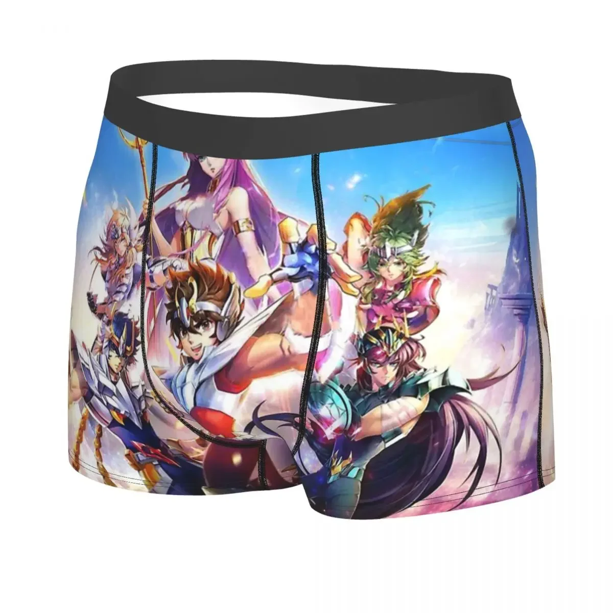 Nights Of The Zodiac Man's Boxer Briefs Saint Seiya Adventure Anime Breathable Funny Underpants High Quality Print Shorts Gifts