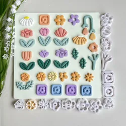 Argila Moldes Cortadores com Alta Precisão, Série Plantas, Diferentes Formas de Flores e Folhas, Brincos Artesanais DIY, Fazer Jóias