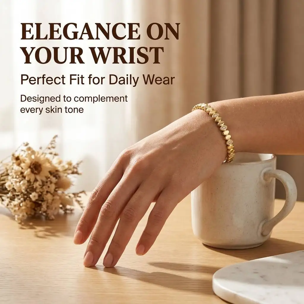 JP One Gold Color Snap-on Zircon Bangle, Stainless Steel Bracelet for Women, Fashion Jewelry Gift 60mm