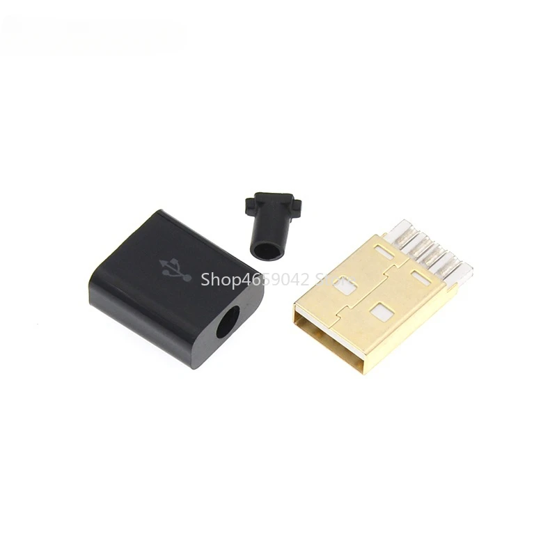 Conector soldado macho banhado a ouro USB, Micro Android Data Charging Plug, Mike 5P 4P, 5pcs