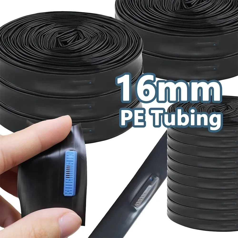 50/100m Drip Tape 16mm PE Tubing Spacing 10-40cm Garden Greenhouse Watering Hose