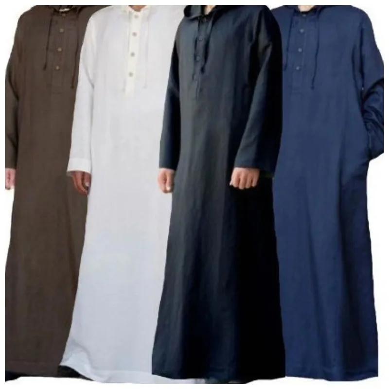 قميص طويل بقلنسوة على الطراز العربي الأوسط الجديد لعام 2026 للرجال رداء إسلامي