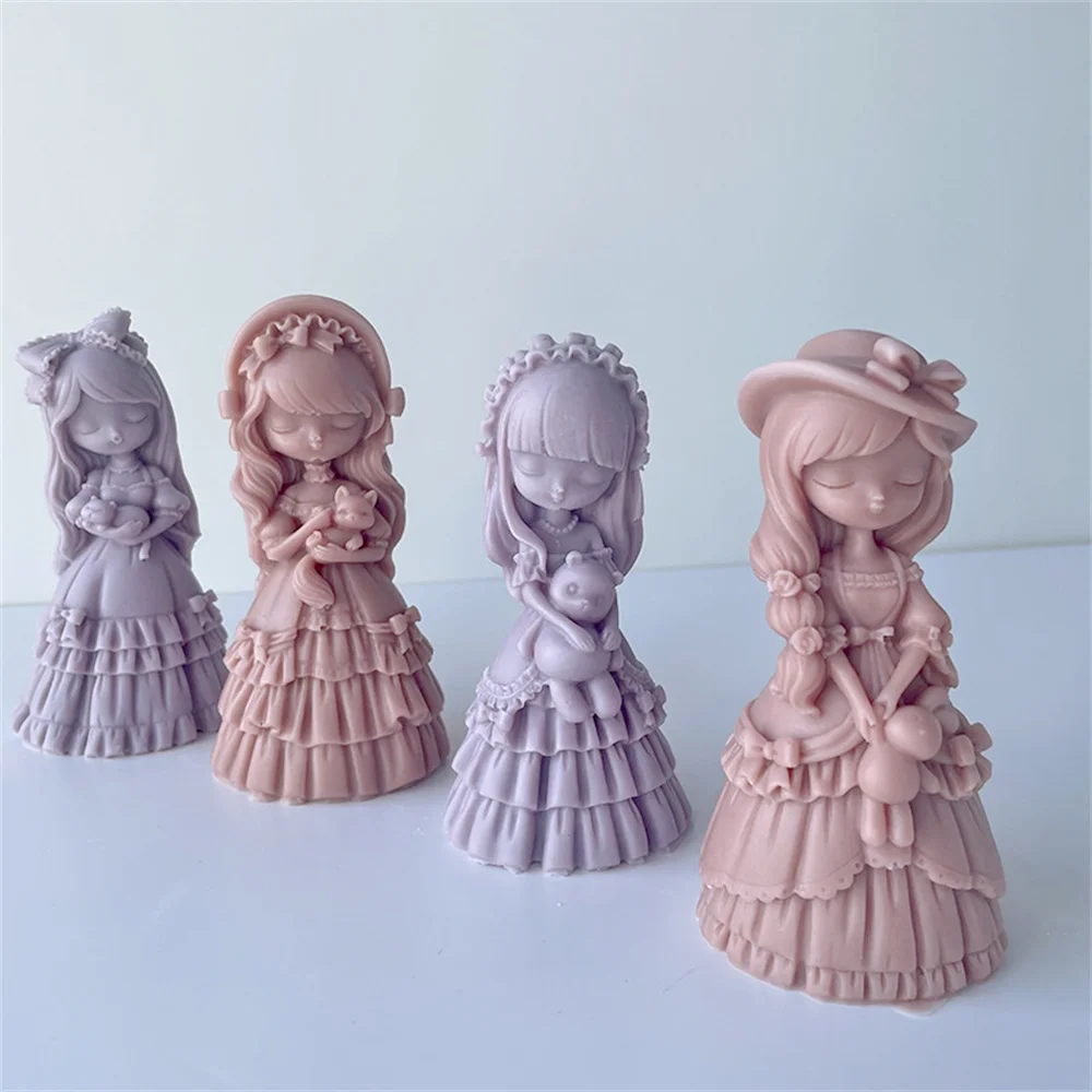 

Cute Princess Dress Girls Candle Mold Resin Silicone Diy Doll Shape Mould Wax Handmade Soap Moulds For Christmas Gift Home Decor