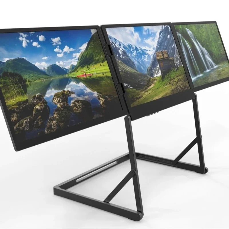 

14-inch drag screen, three-screen monitor, foldable computer, multi-screen stock trading, dual-screen split-screen IPS