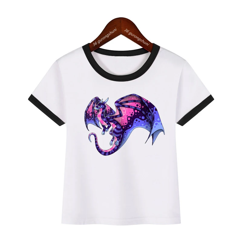 T-Shirt For Boys Funny Rainbow Pride Dragon Cartoon Print Boys Clothes Summer Casual Kids Clothes Tshirts Fashion Teen Clothes