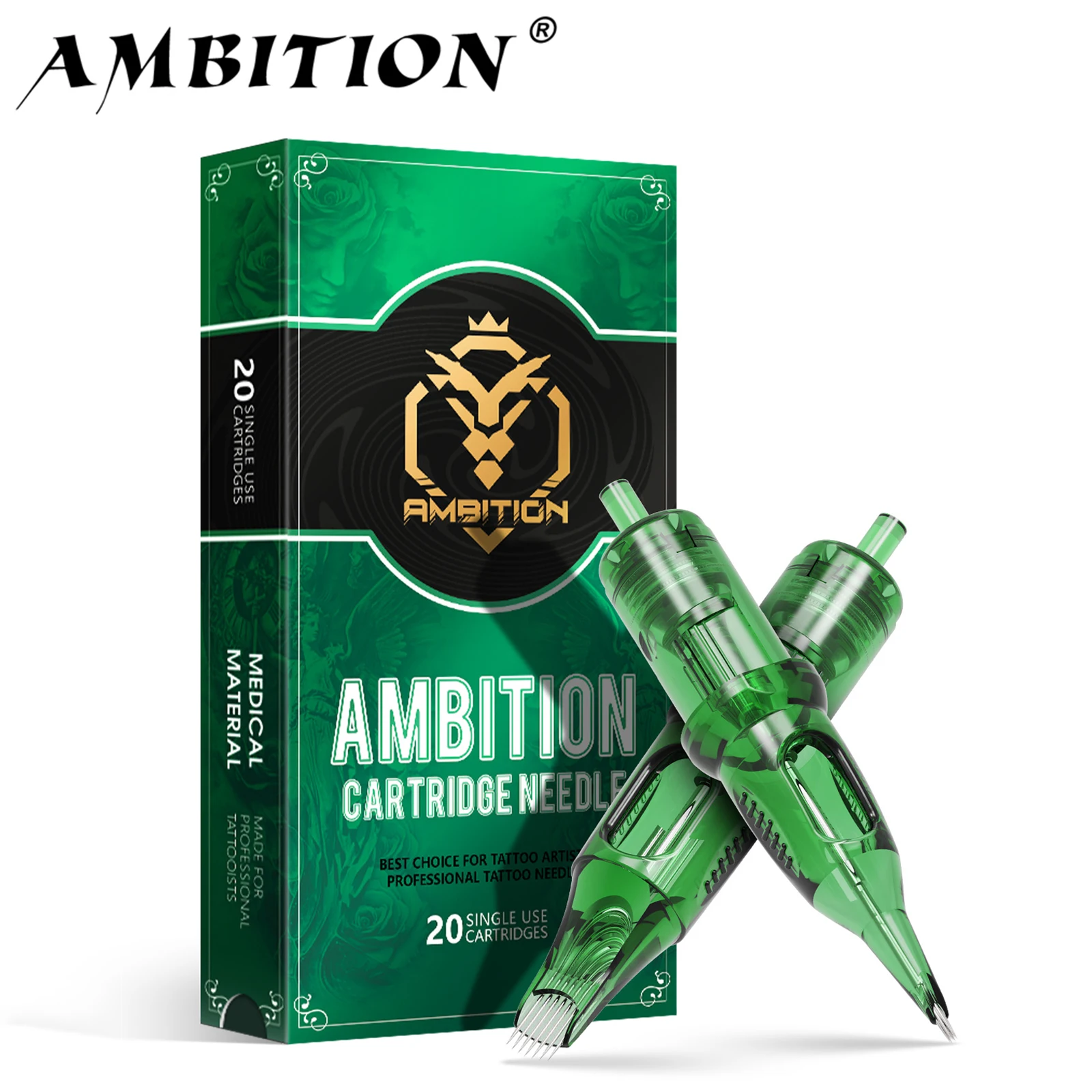 

Ambition T-rex Tattoo Cartridge 20pcs Round Liner Shader Magnum Tattoo Needle RL RM 0.25mm 0.3mm 0.35mm Tattoo Machine Supply