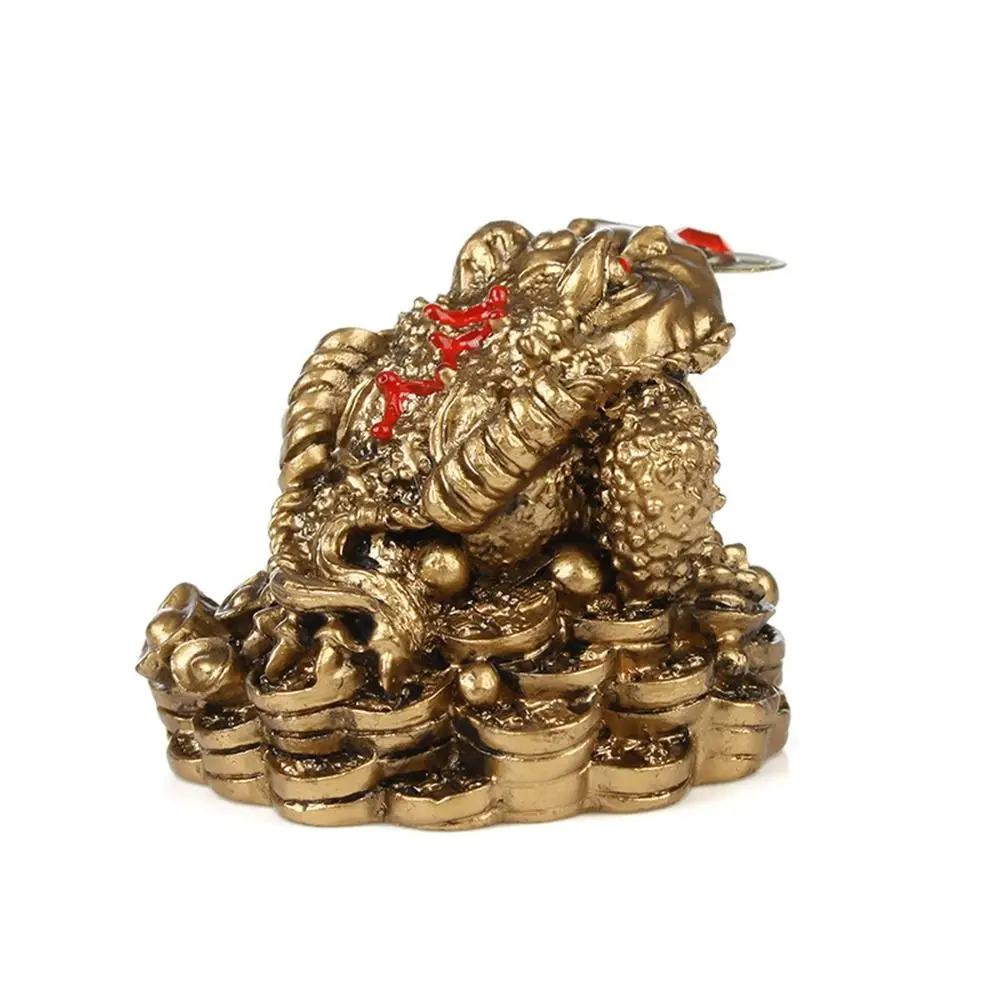 Resin Feng Shui Money Toad Resin Fortune Golden Frog Coin Home Wealth Craft Frog Lucky Gifts Tabletop Ornaments Office Decor