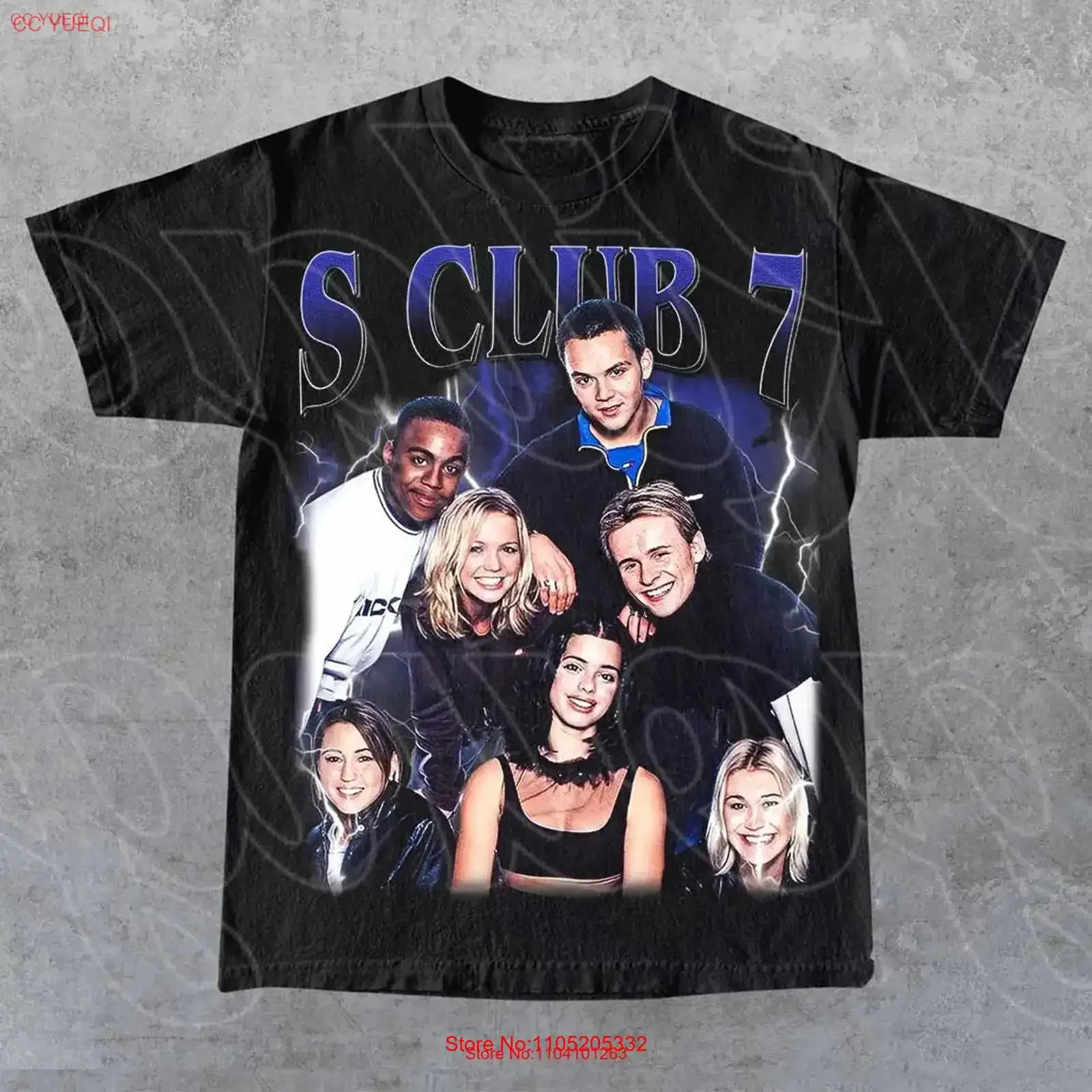 المحدودة S Club 7 خمر تي شيرت للمرأة والرجل خمر غسلها قليلا أوم تنوعا تنفس عارضة #1