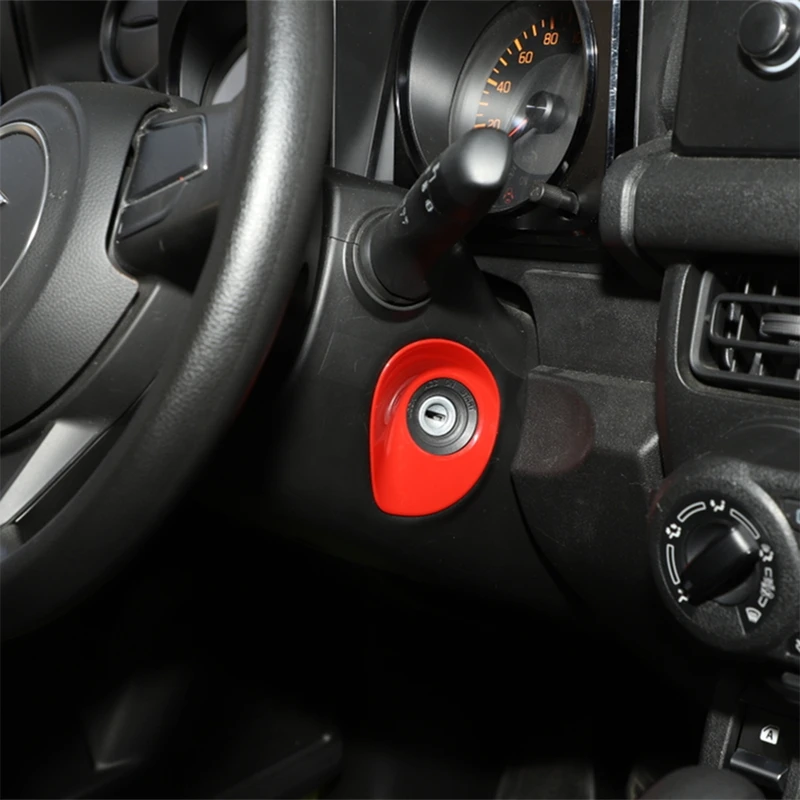 Auto foro chiave interruttore di accensione decorazione copertura Trim adesivi per Suzuki Jimny JB74 2019 2020 2021 2022, rosso