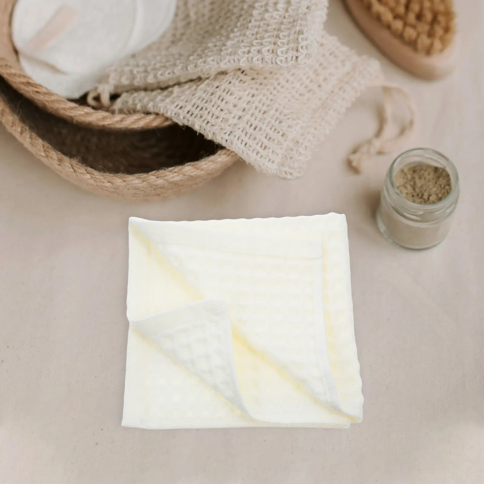 

4Pcs Waffle Facecloth Cotton Towels Drying Highly Absorbent Lightweight Bath Hand Towels for Daily Spa Hotel Use