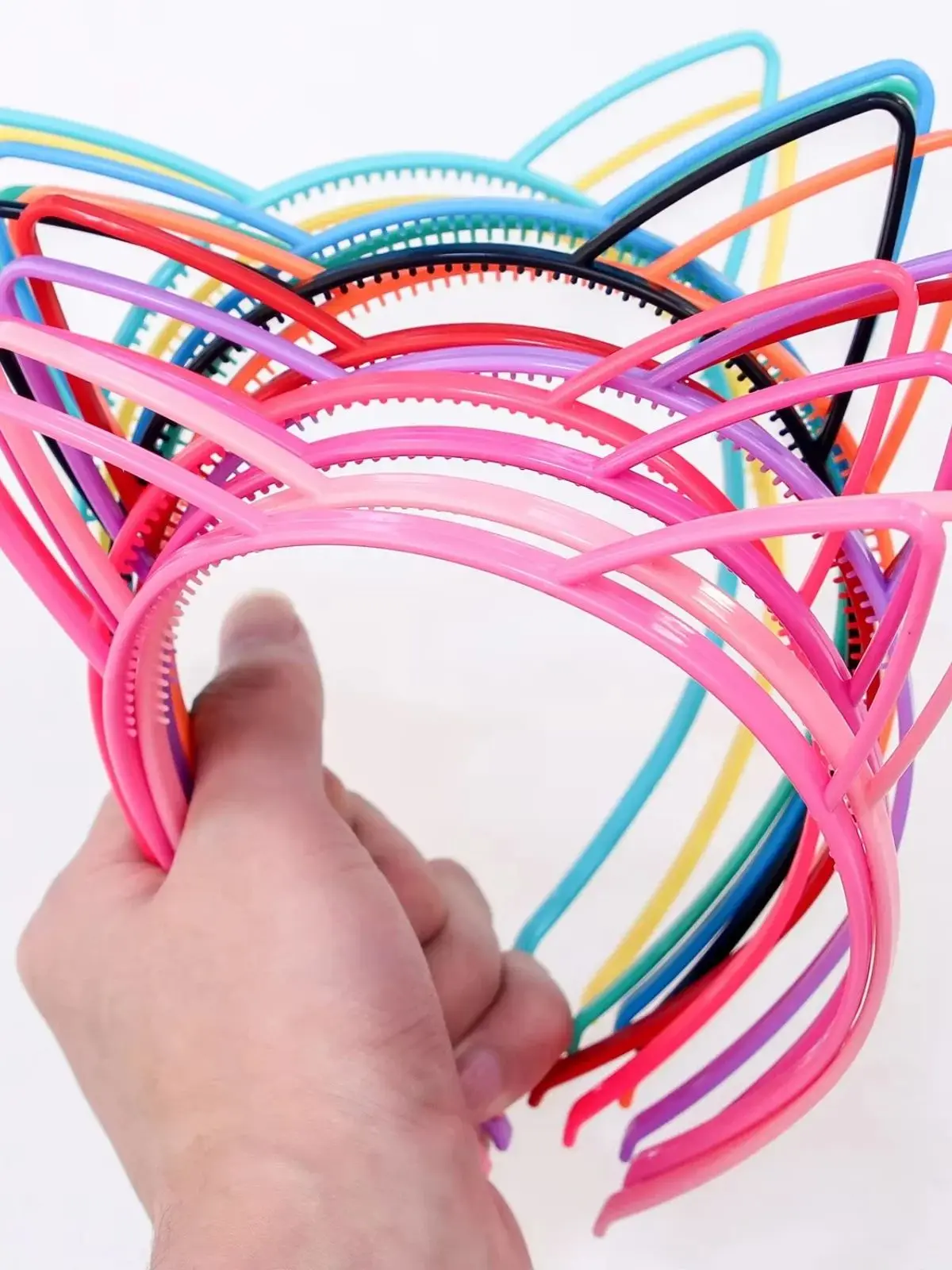 12 Stück Kunststoff, Katzenohren, Haarband, Kinder, süß, Kätzchen, äußere, Stirnband, Zahn, einfarbig – Detail 1
