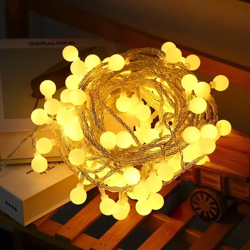 3M-22M EU Plug Ball LED String Lights Garland Lights Outdoor Lamp Wedding Garden Fairy Lights Christmas New Year  Decoration