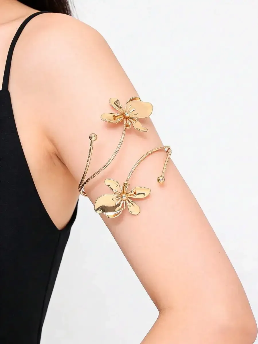 

Floral Alloy Arm Chain With Enamel Flowers For Women Punk Style Fashion Body Jewelry
