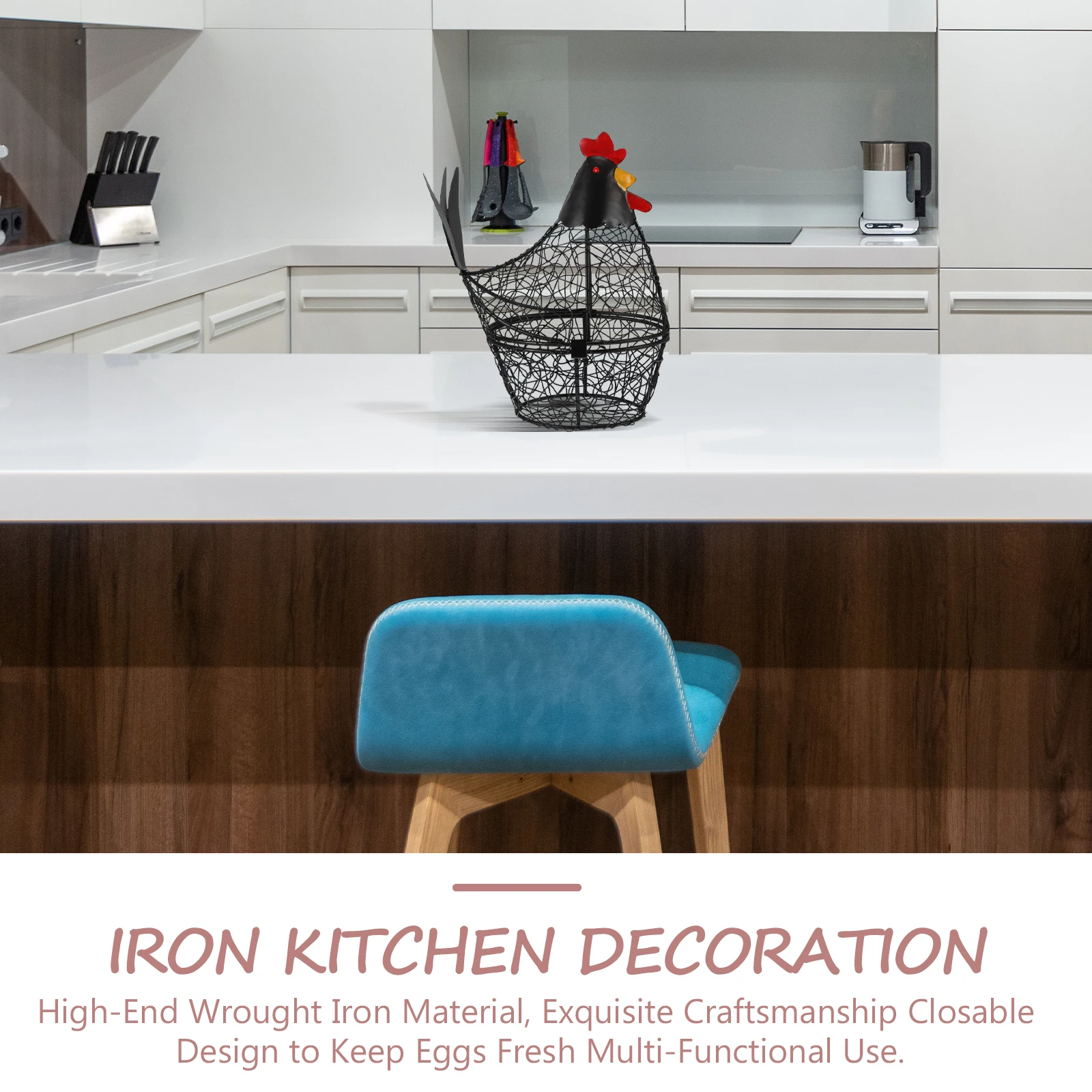 

Creative Hen Shape Metal Egg Storage Farmhouse Style Kitchen Supply Countertop Wire Mesh Basket For Eggs Vegetables Fruits