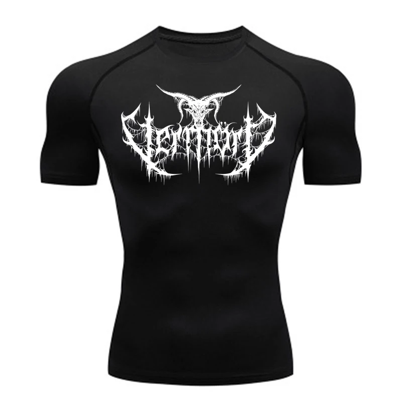 Compression Shirt Men Short Running T Shirt Gym Sports Top Quick Dry Breathable Black Fitness Sportswear Bodybuilding Clothing